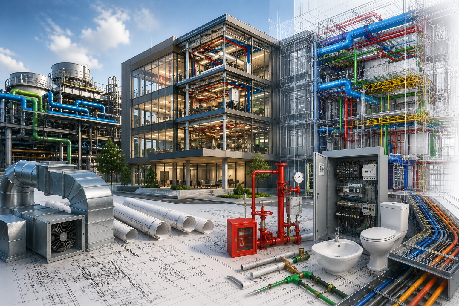 MEP engineering services for HVAC, electrical, plumbing, fire protection and BIM